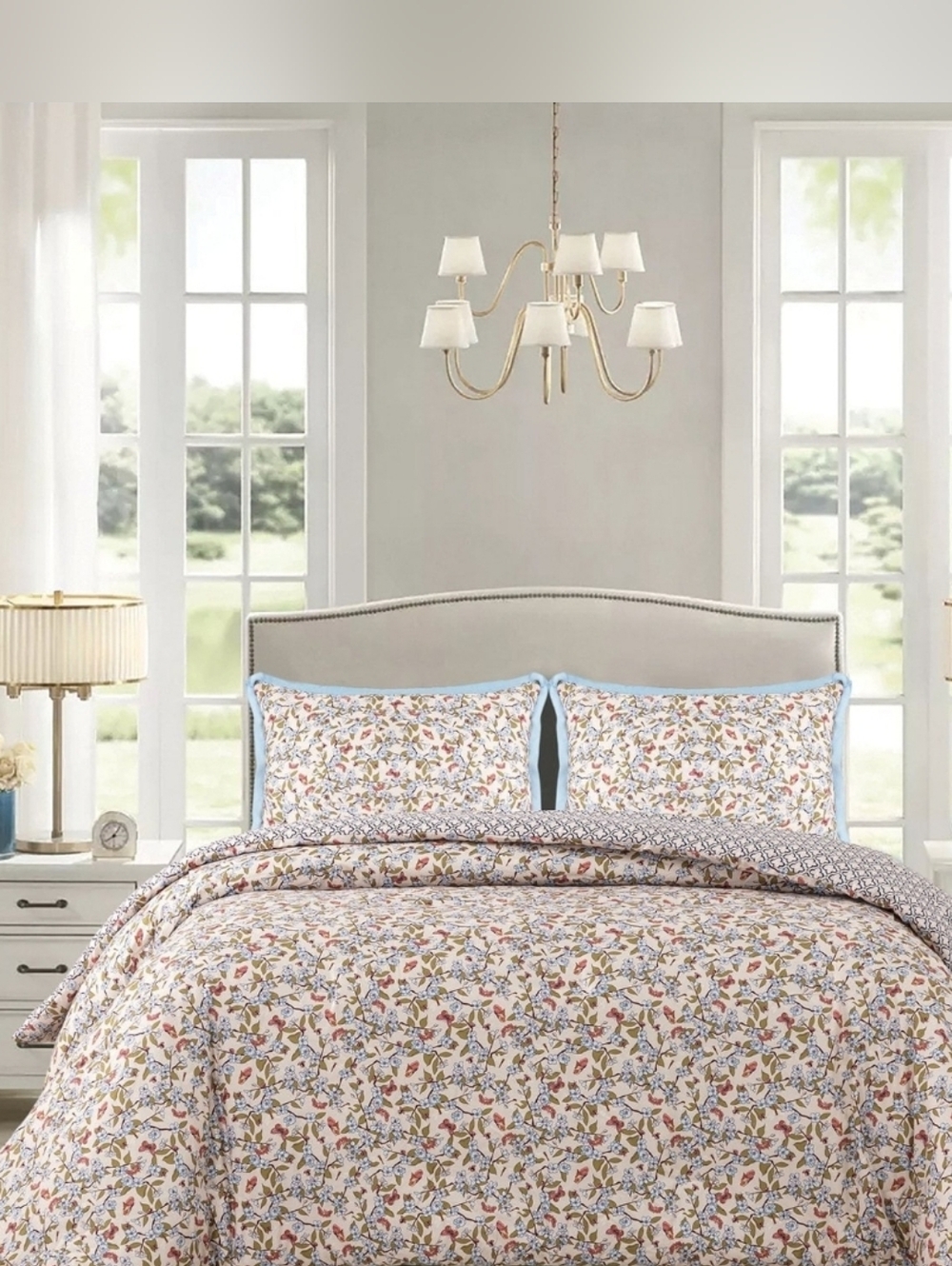 (6) Vera Bradley Forever Growing  3piece  Comforter Set